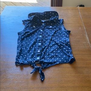 Justice navy blue and white polka dots tank top